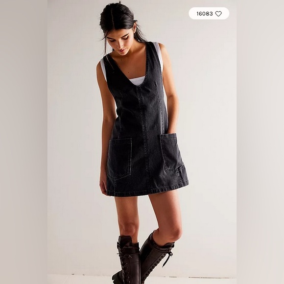 NWT Free People We the Free High Roller Skirtall MINERAL BLACK - Picture 1 of 6